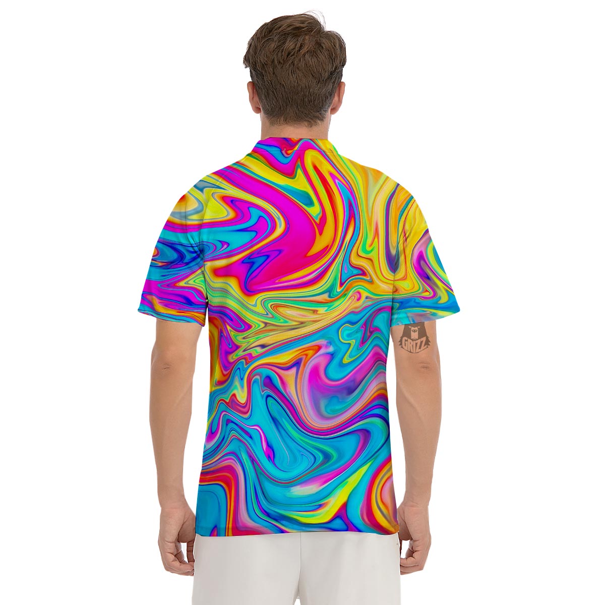 Abstract Mixing Ink Men's Golf Shirts-grizzshop