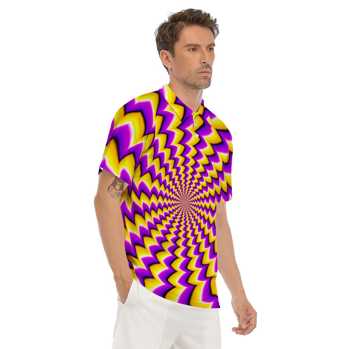 Abstract Optical illusion Men's Golf Shirts-grizzshop