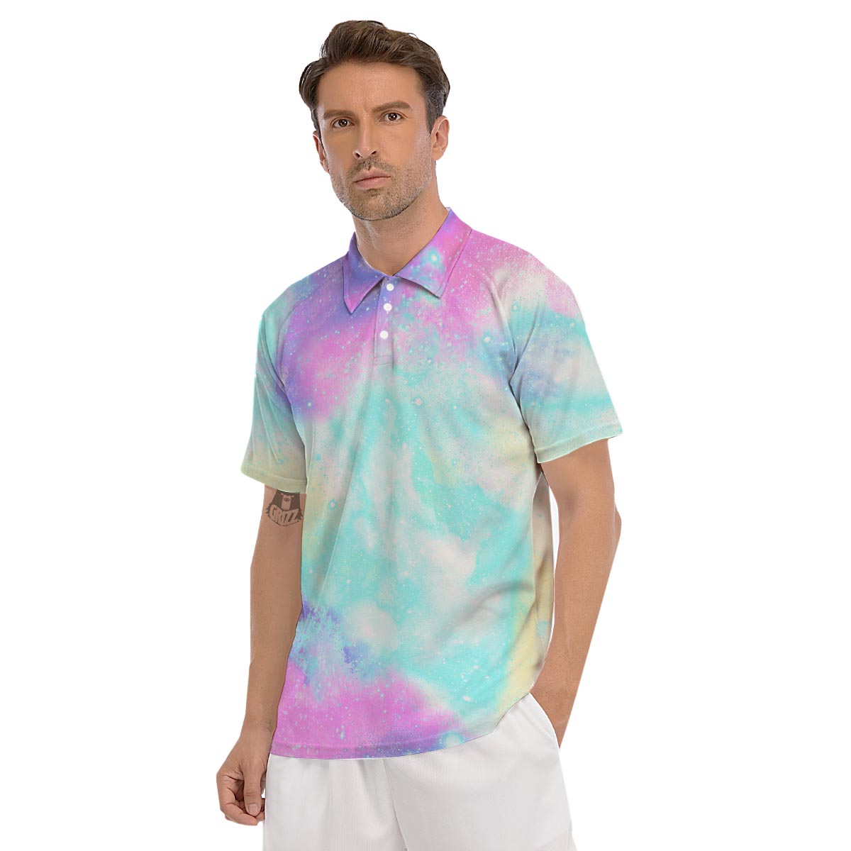 Abstract Psychedelic Holographic Men's Golf Shirts-grizzshop
