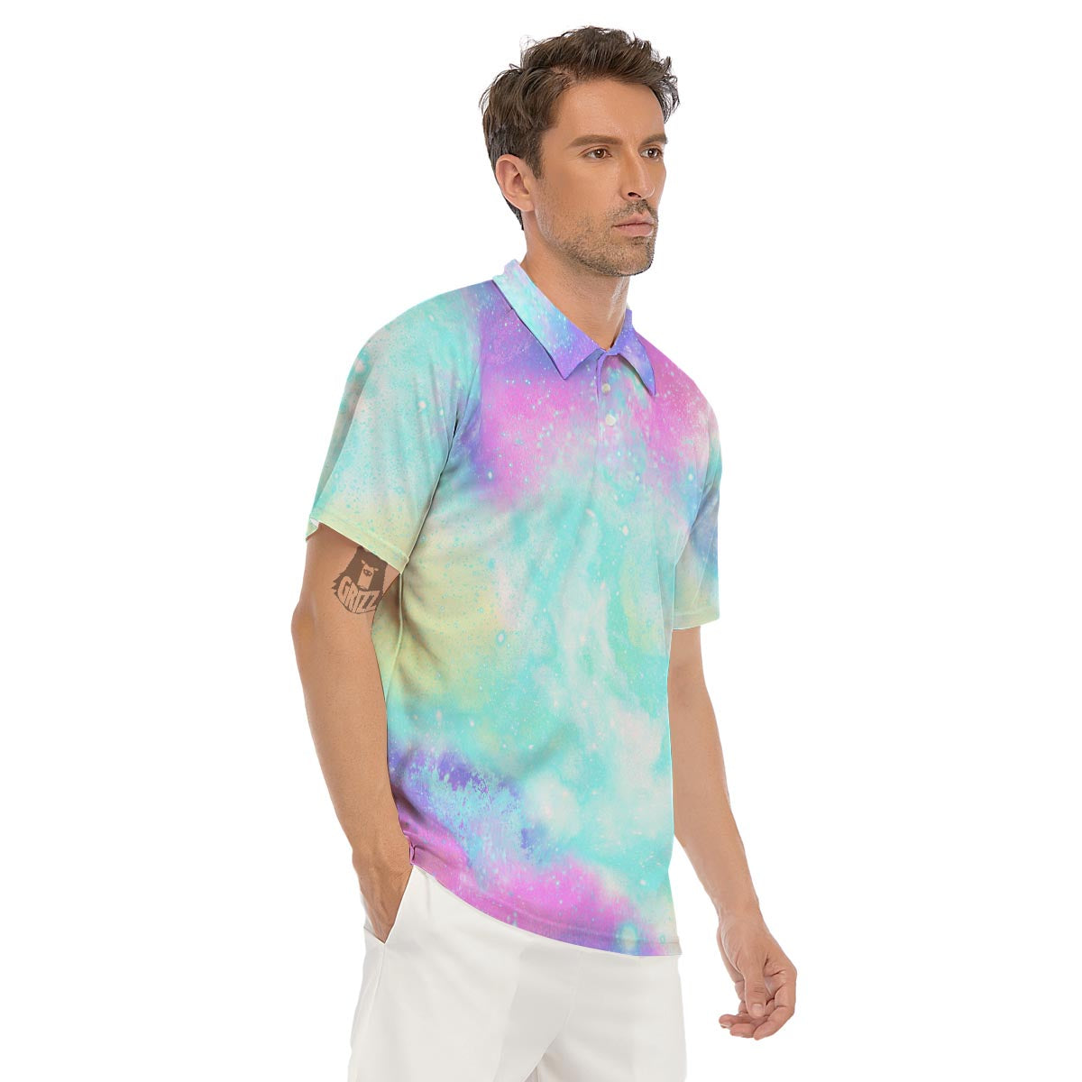 Abstract Psychedelic Holographic Men's Golf Shirts-grizzshop