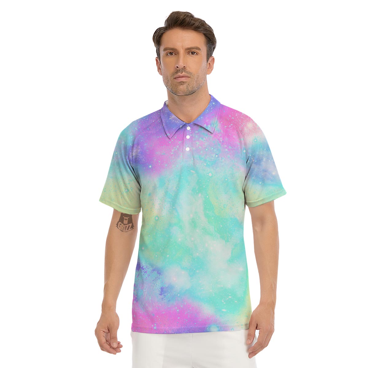 Abstract Psychedelic Holographic Men's Golf Shirts-grizzshop