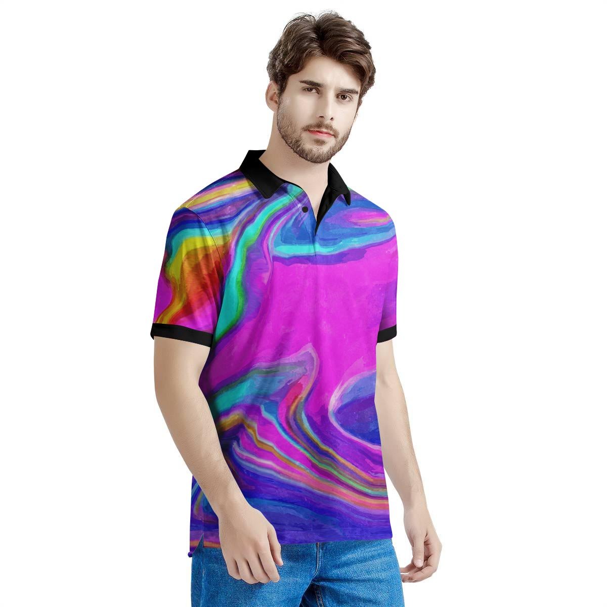 Abstract Purple Men's Golf Shirts-grizzshop