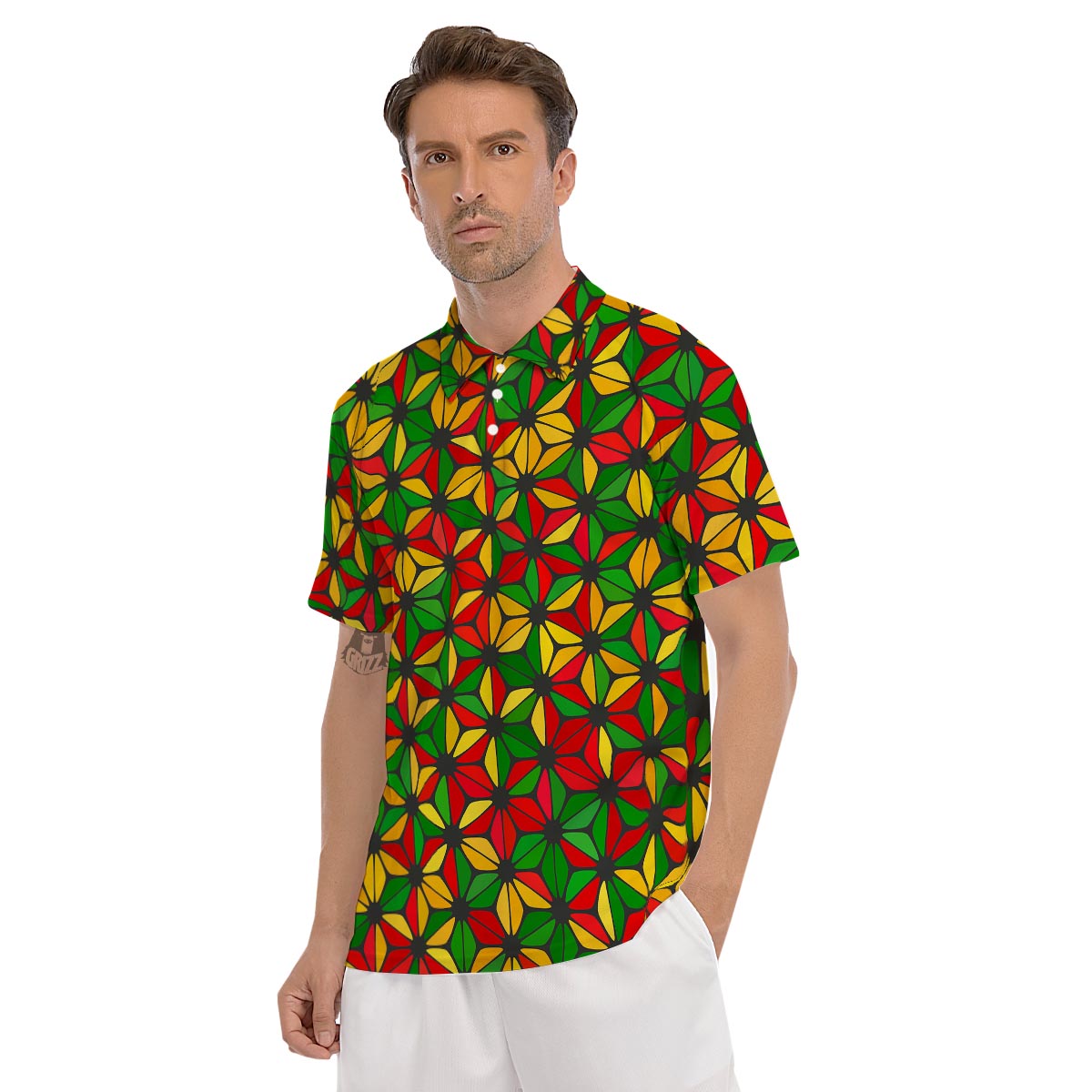 Abstract Reggae Rasta Men's Golf Shirts-grizzshop