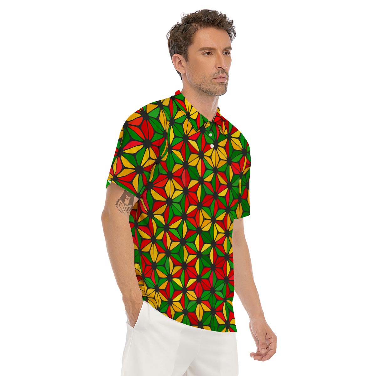 Abstract Reggae Rasta Men's Golf Shirts-grizzshop
