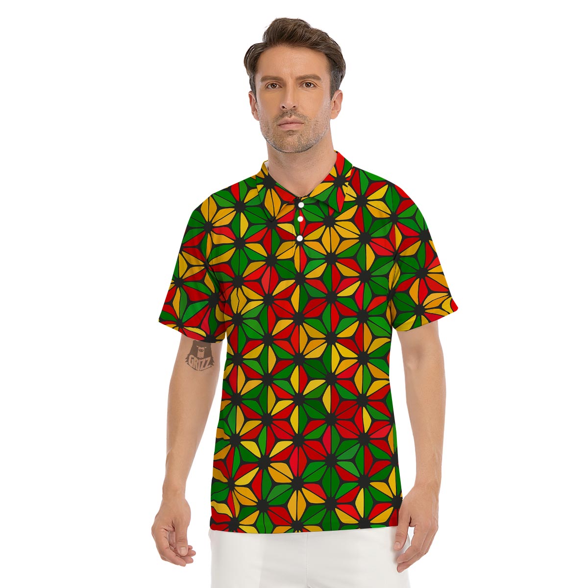 Abstract Reggae Rasta Men's Golf Shirts-grizzshop