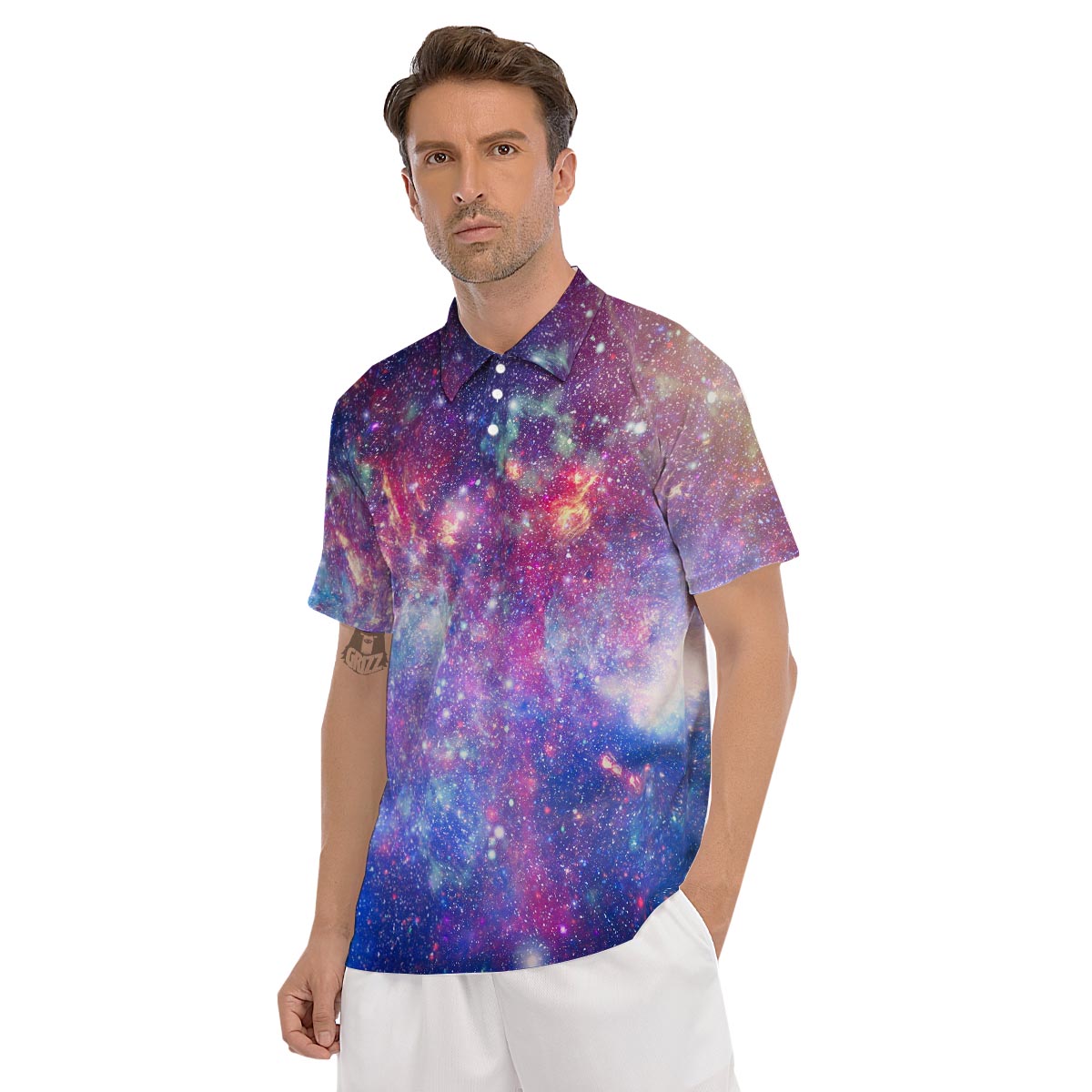Abstract Starfield Galaxy Space Men's Golf Shirts-grizzshop