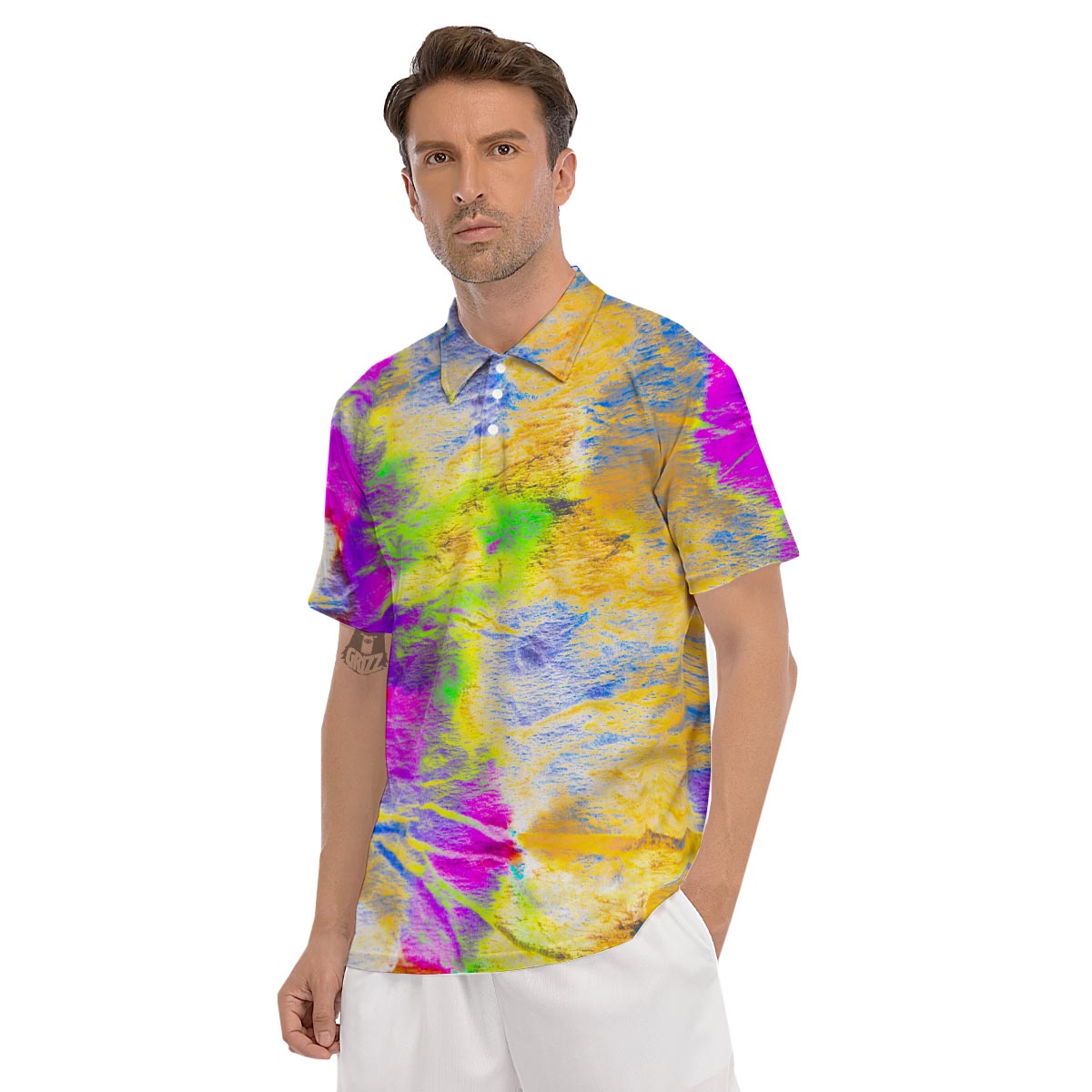 Abstract Tie Dye Men's Golf Shirts-grizzshop