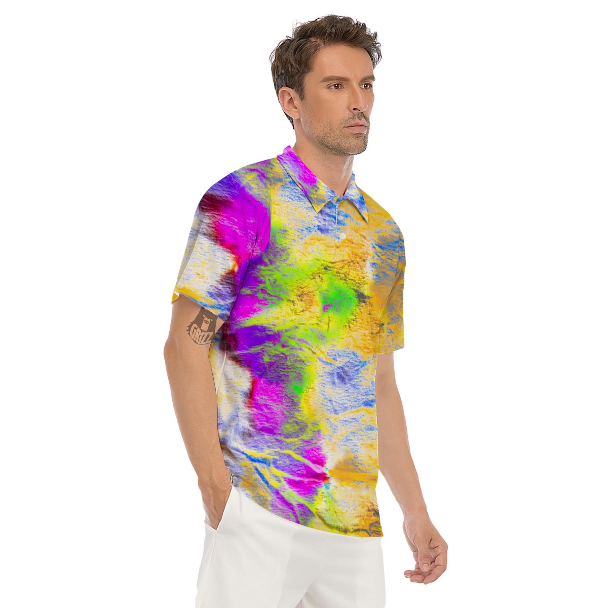 Abstract Tie Dye Men's Golf Shirts-grizzshop
