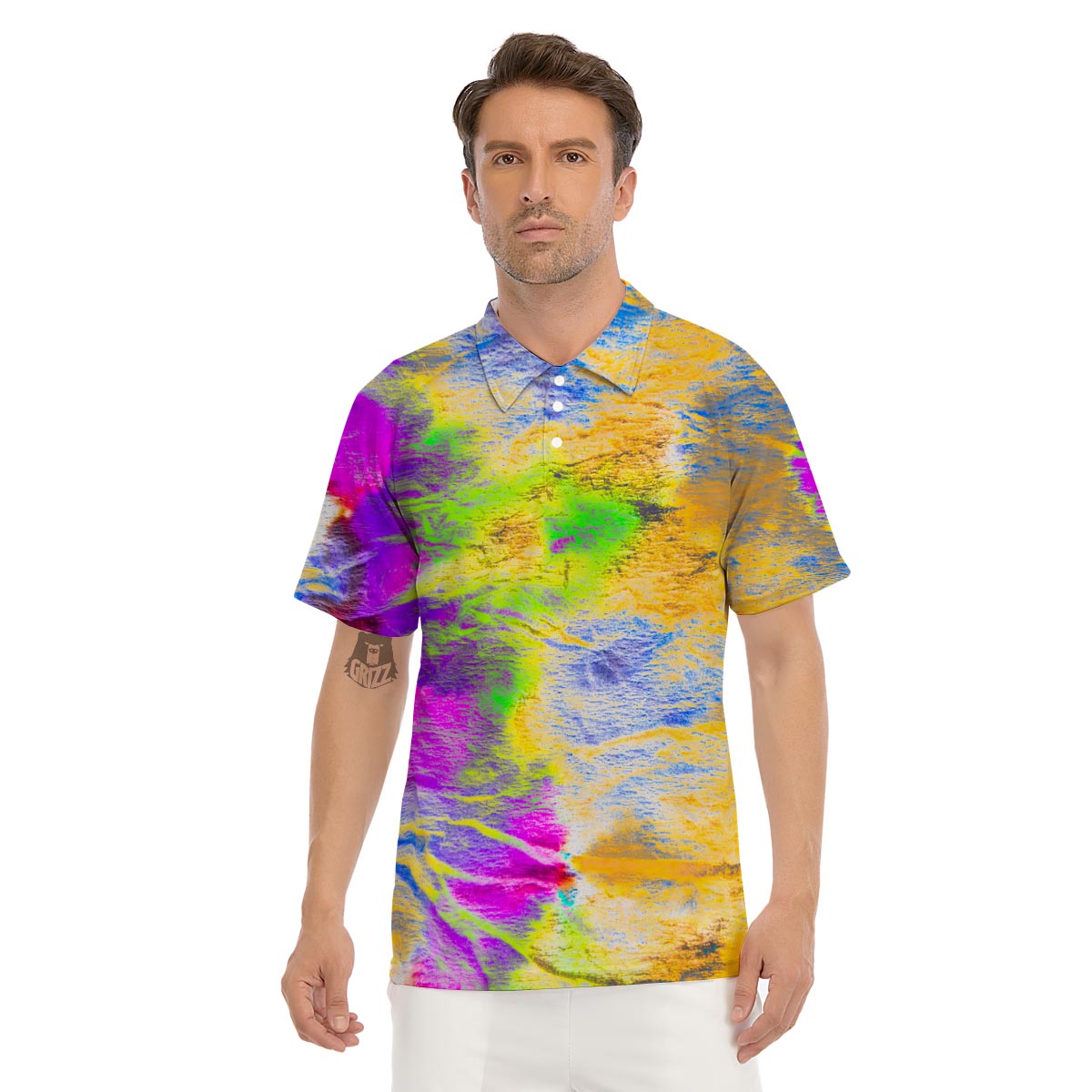 Abstract Tie Dye Men's Golf Shirts-grizzshop