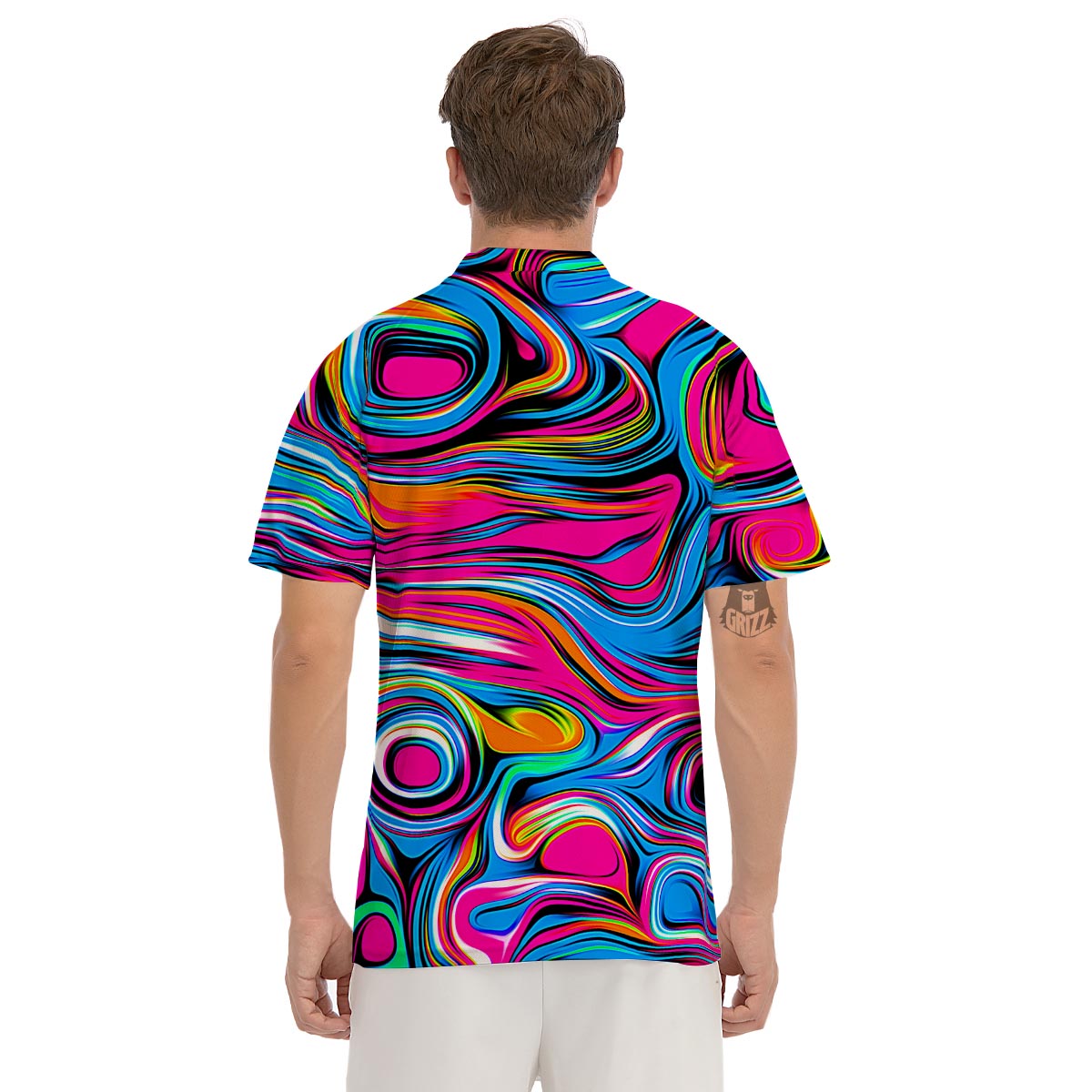 Abstract Trippy Paint Men's Golf Shirts-grizzshop