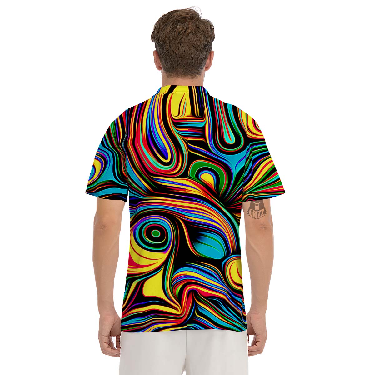 Abstract Wavy Men's Golf Shirts-grizzshop