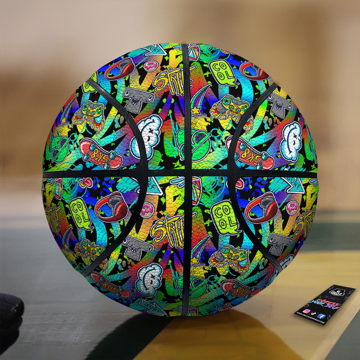 Abstract Alien Graffiti Text Print Pattern Basketball