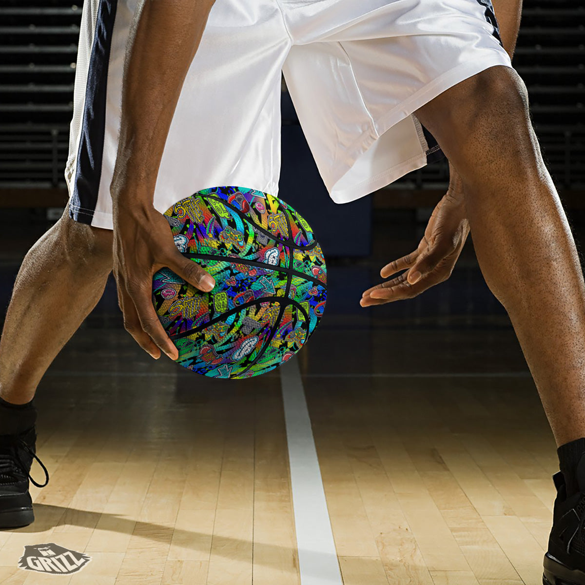 Abstract Alien Graffiti Text Print Pattern Basketball