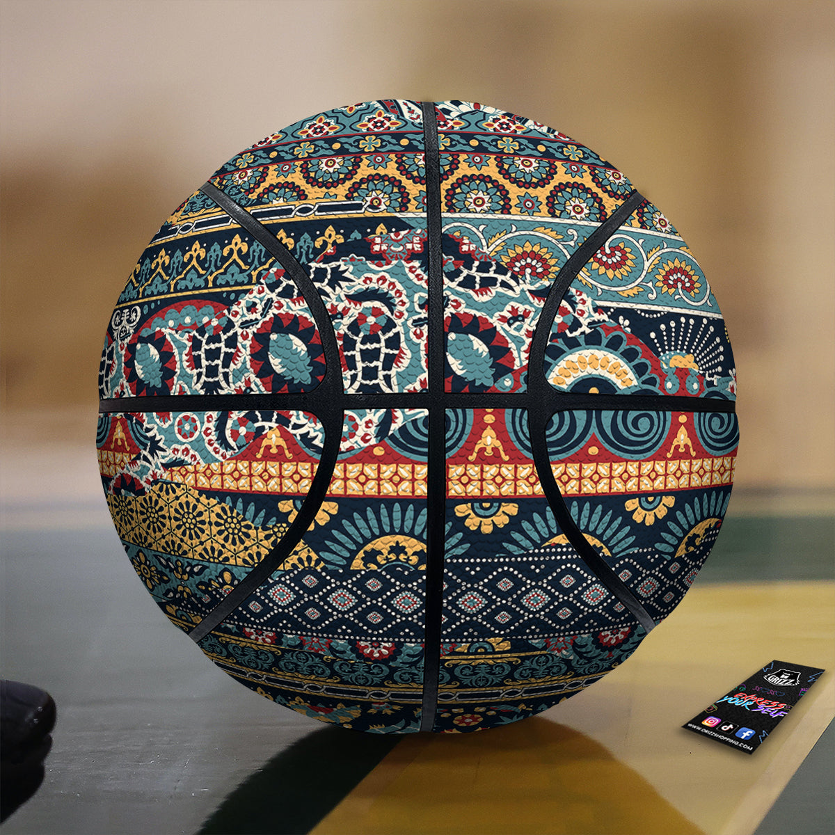 Abstract Arabian Paisley Print Basketball