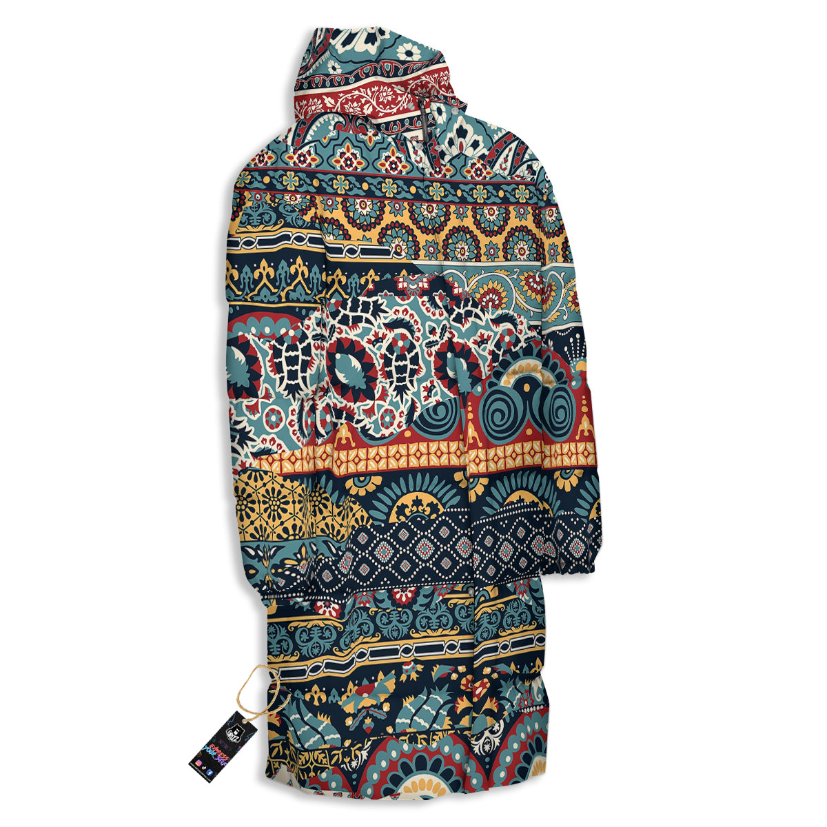 Abstract Arabian Paisley Print Long Down Jacket