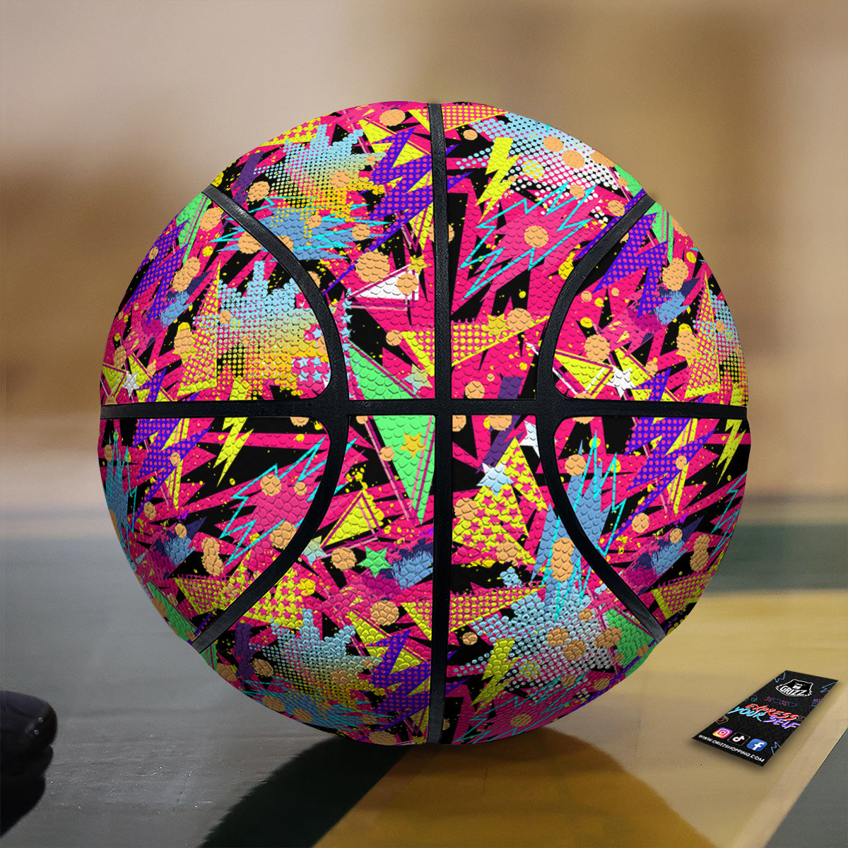 Abstract Colorful And Lightning Dot Print Pattern Basketball