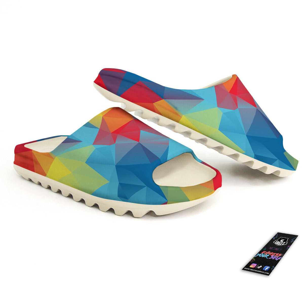Abstract Colorful Autism Awareness Print Sandals-grizzshop