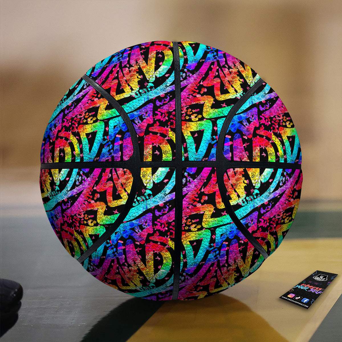 Abstract Graffiti Colorful Paint Print Pattern Basketball