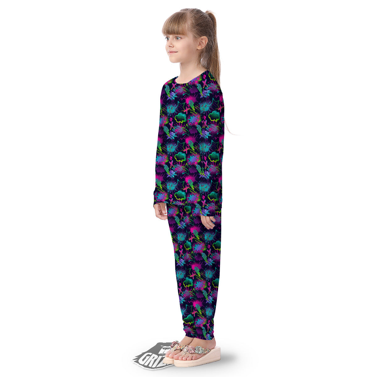 Abstract Graffiti Emoji Print Pattern Kid's Pajamas-grizzshop