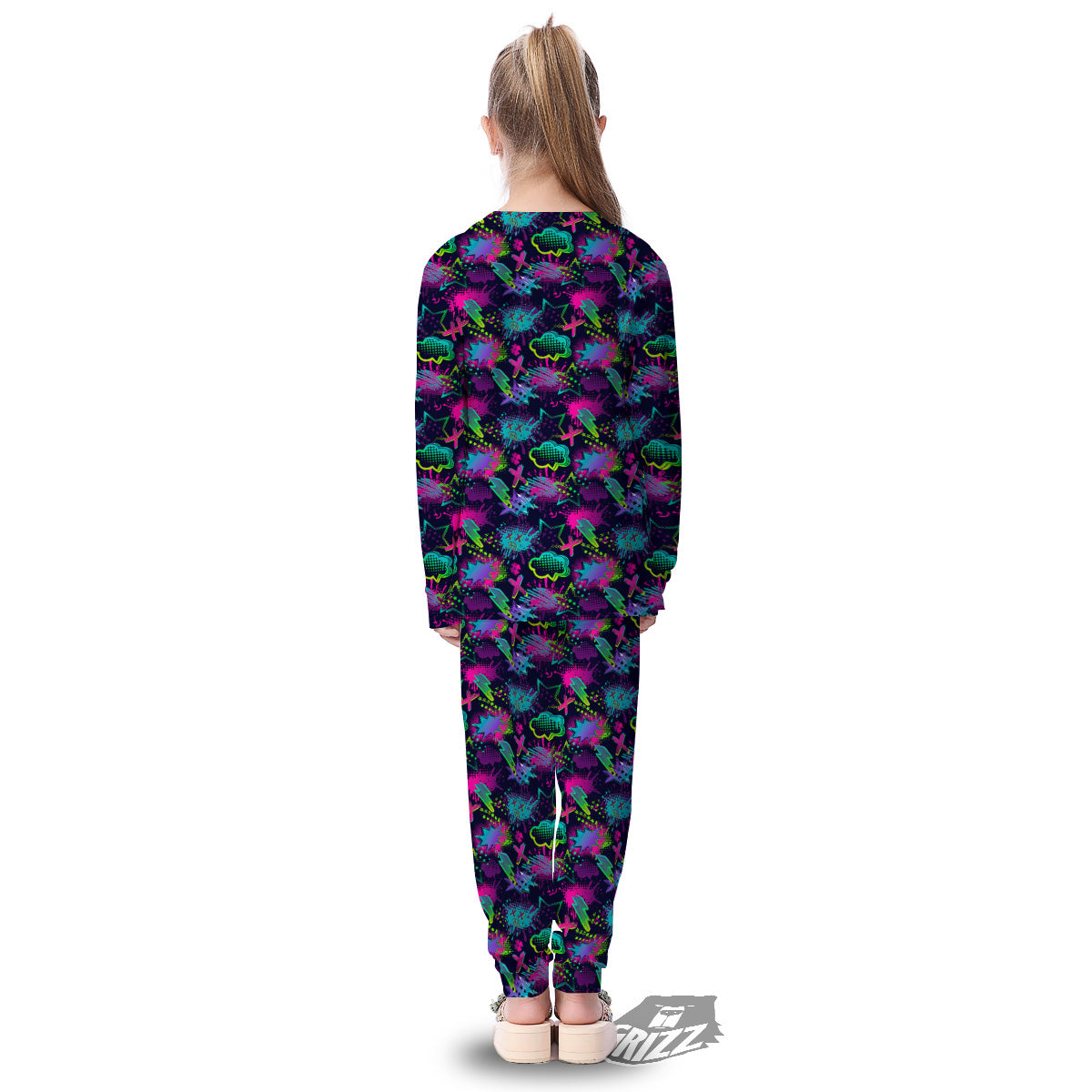 Abstract Graffiti Emoji Print Pattern Kid's Pajamas-grizzshop