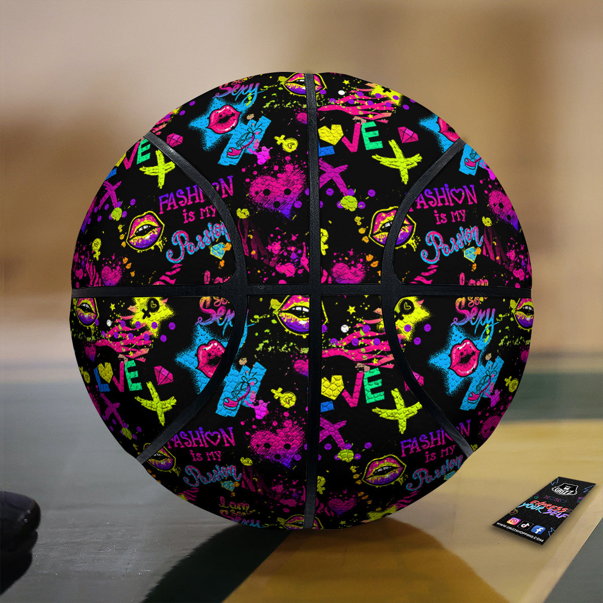Abstract Graffiti Girlish Spray Paint Print Pattern Basketball