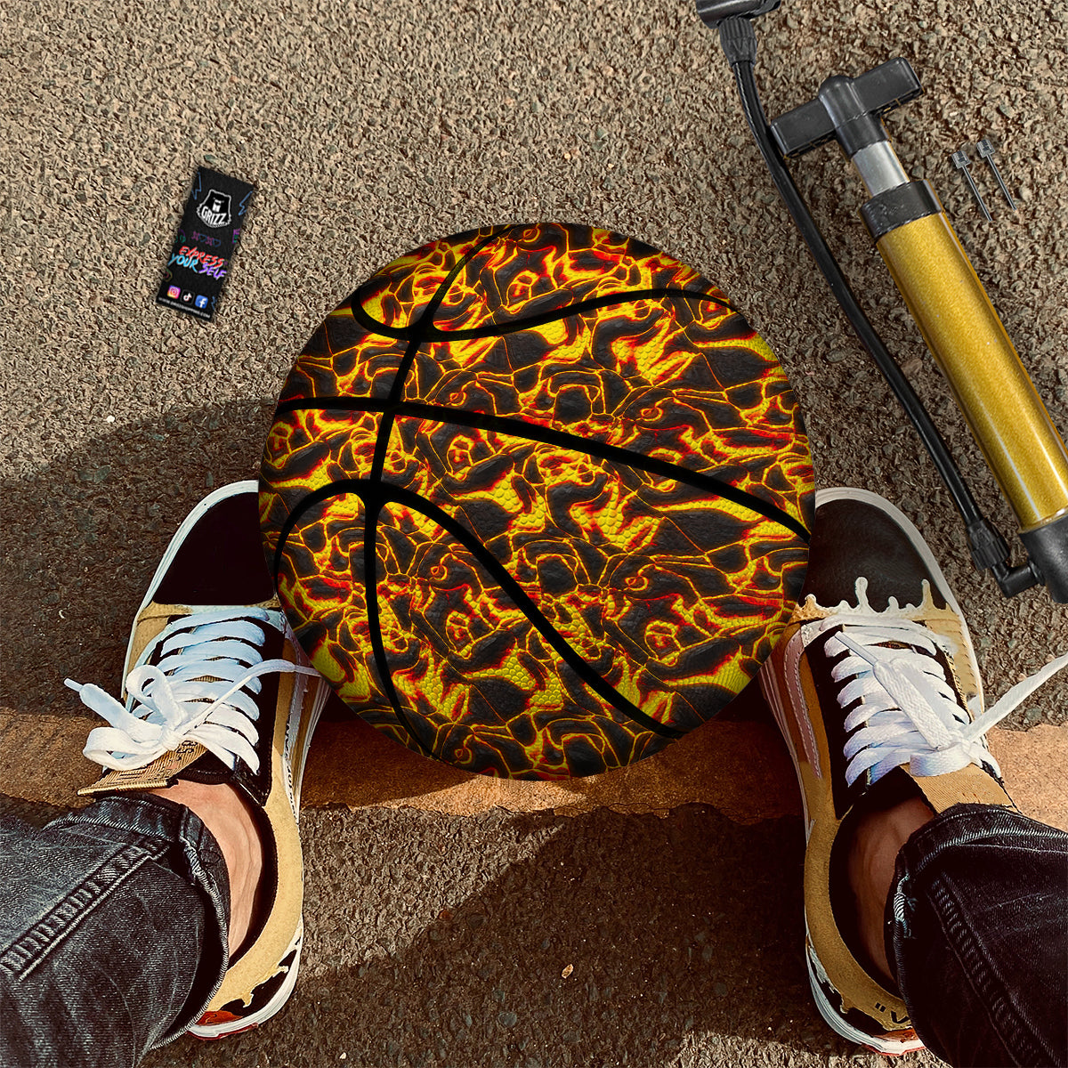 Abstract Lava And Fire Texture Print Basketball