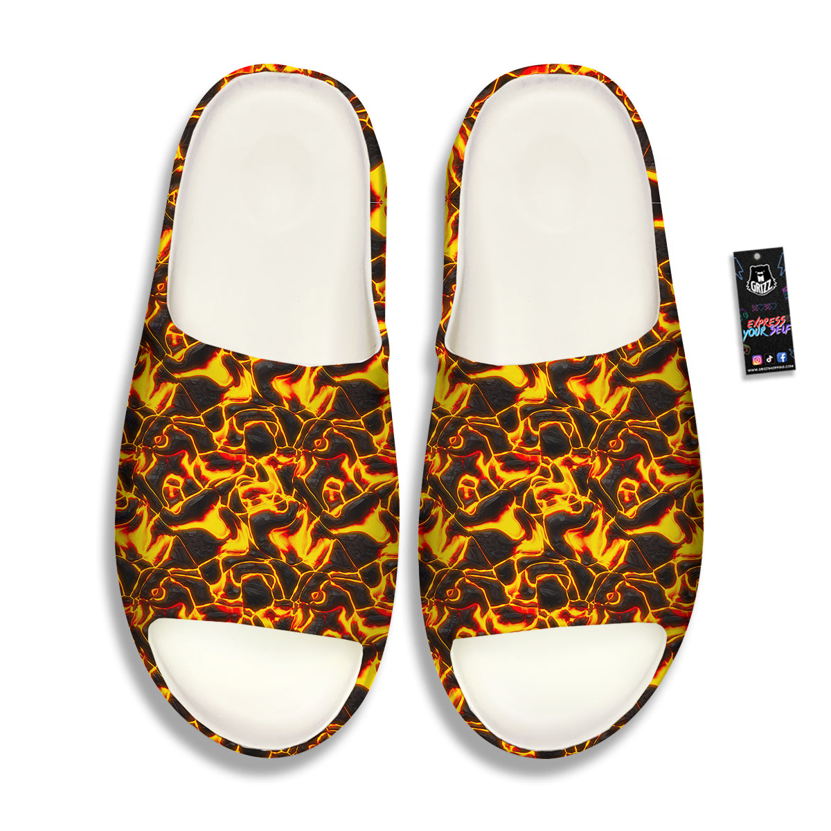 Abstract Lava And Fire Texture Print Sandals-grizzshop