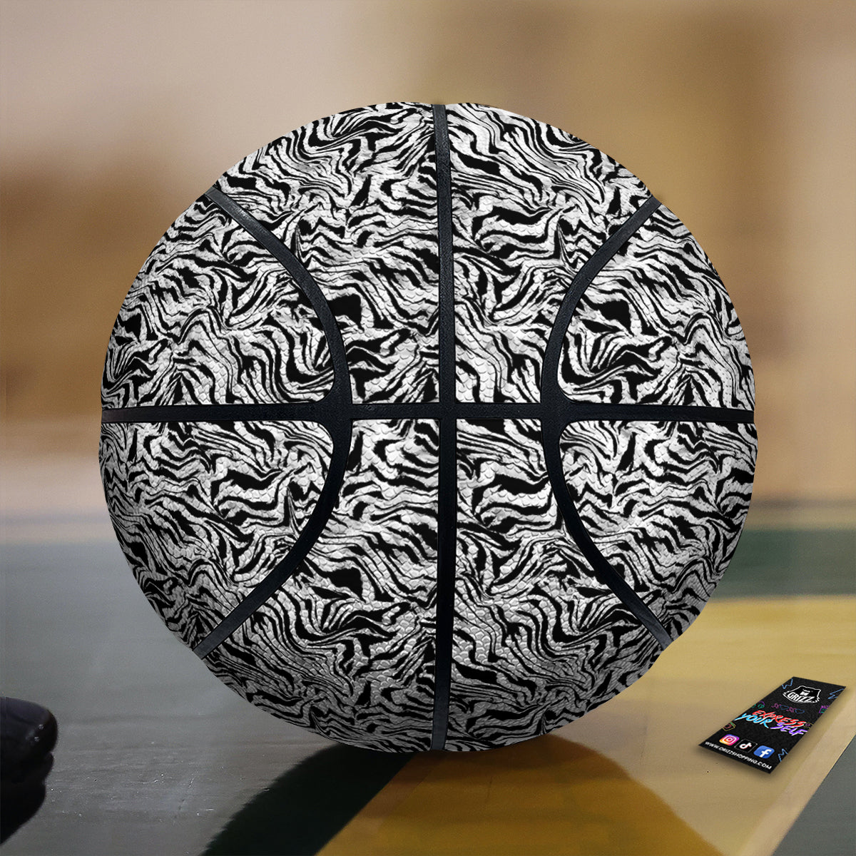 Abstract Liquify Watercolor Zebra Tie Dye Print Basketball
