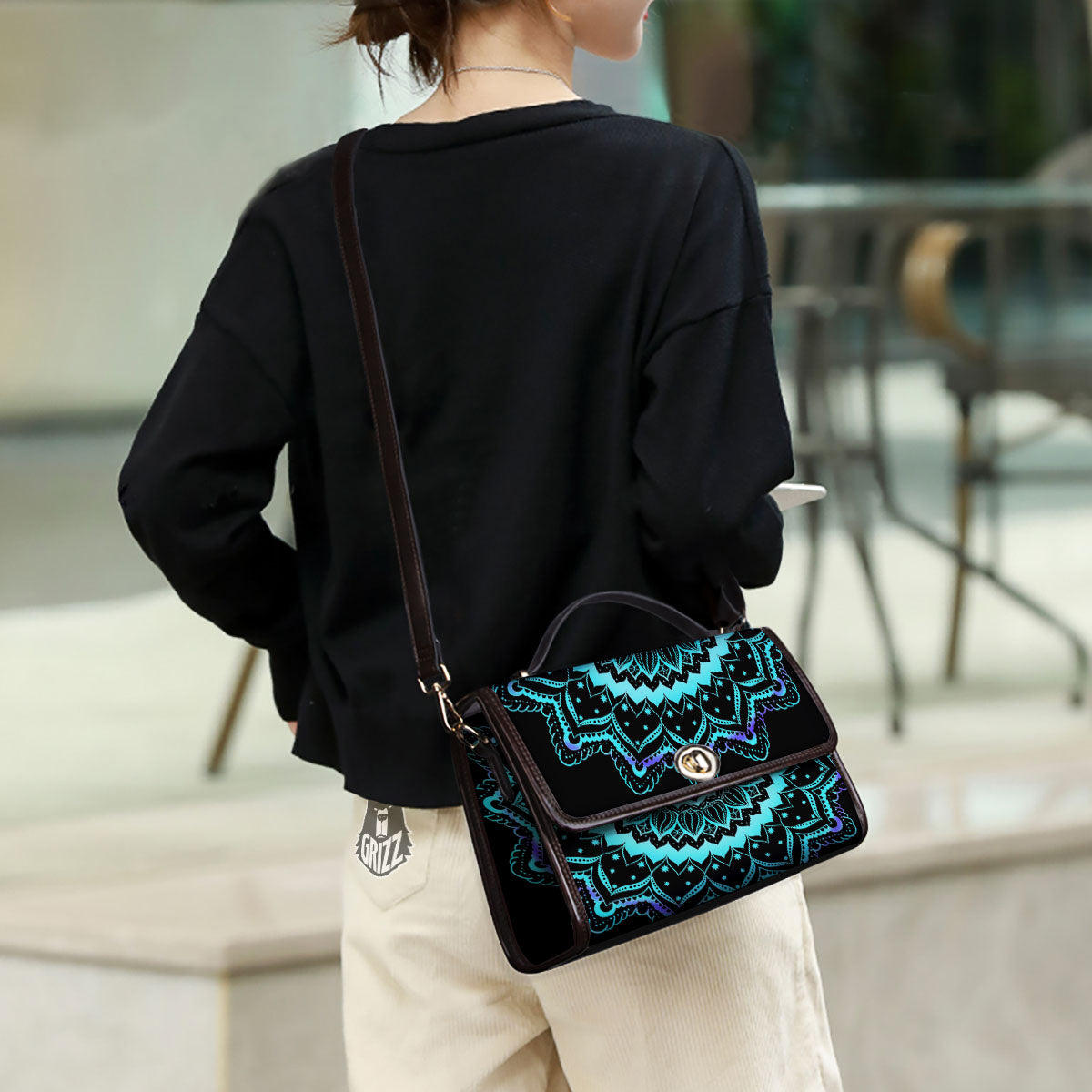 Abstract Mandala Teal And Purple Print Women's Satchel Bag