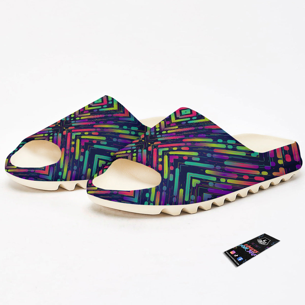 Abstract Neon Colorful Stripes Print Pattern Sandals-grizzshop