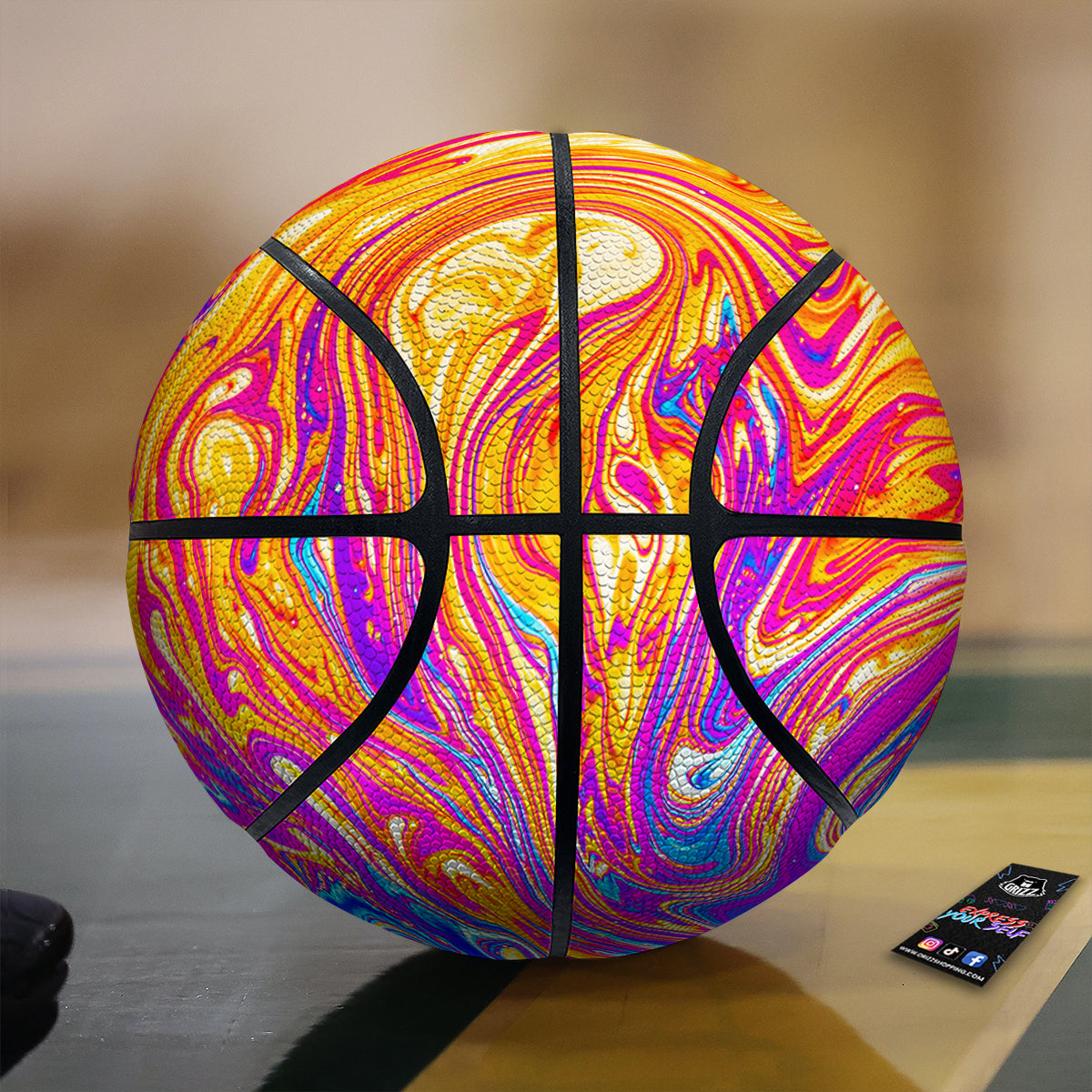 Abstract Orange Psychedelic Print Basketball
