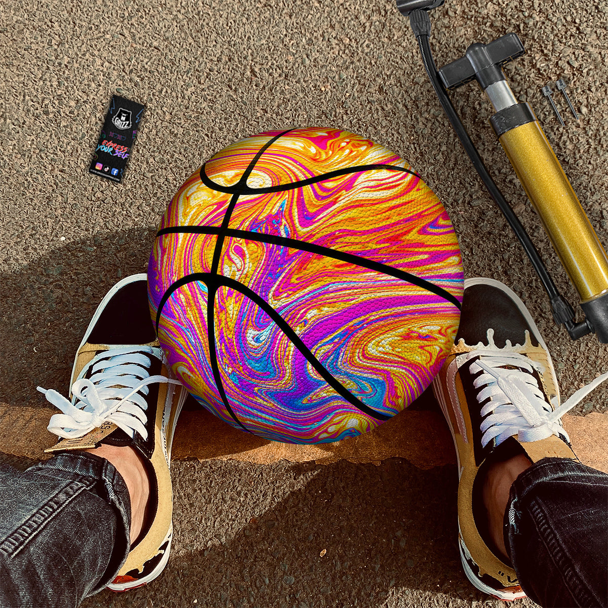 Abstract Orange Psychedelic Print Basketball