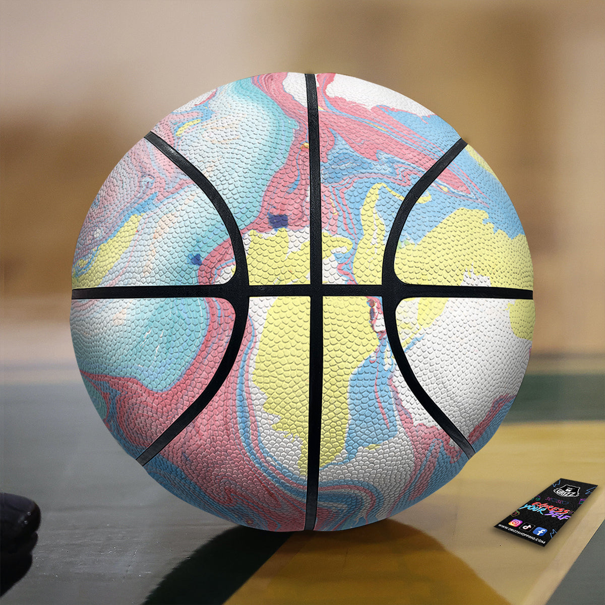 Abstract Pastel Texture Marble Print Basketball
