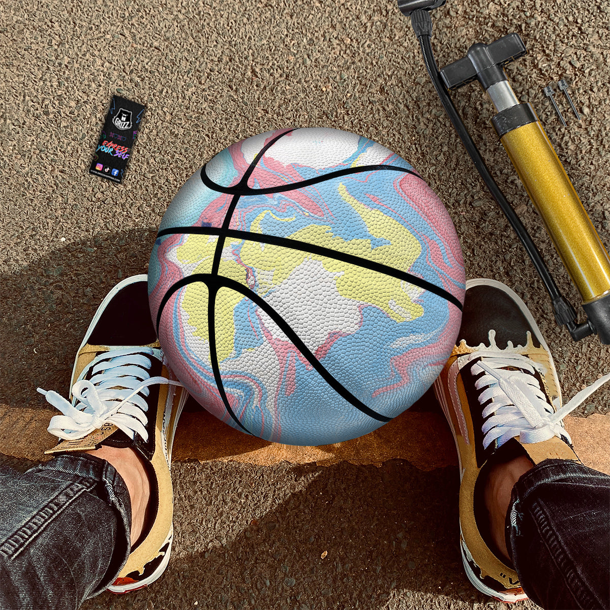 Abstract Pastel Texture Marble Print Basketball