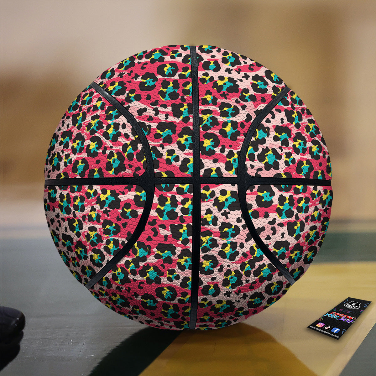 Abstract Pink Leopard Skin Print Pattern Basketball