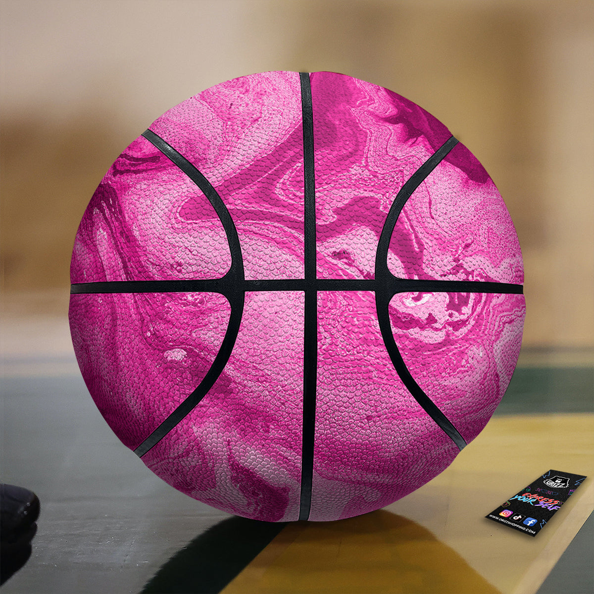 Abstract Pink Marble Print Basketball