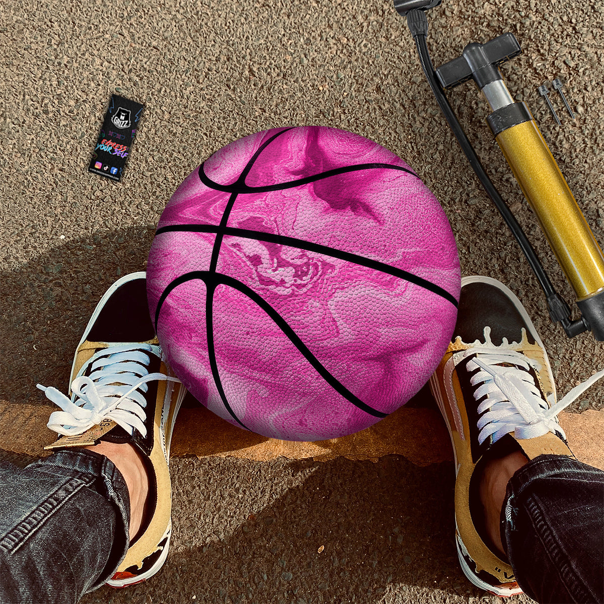 Abstract Pink Marble Print Basketball