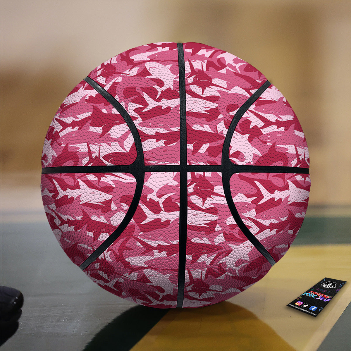 Abstract Pink Shark Camo Print Pattern Basketball