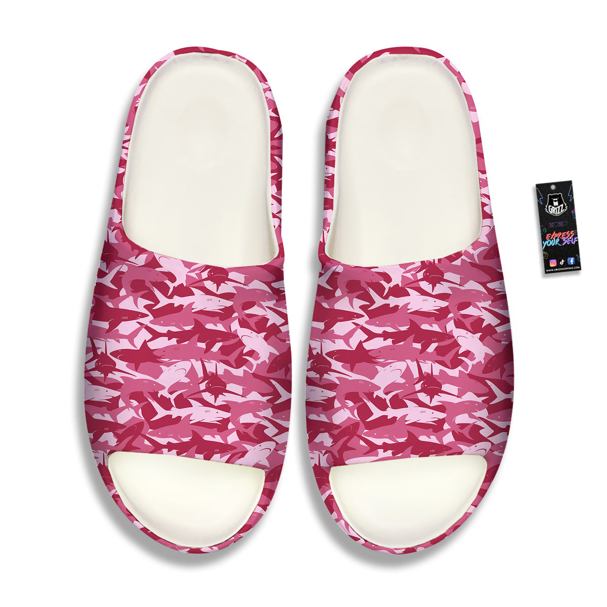 Abstract Pink Shark Camo Print Pattern Sandals-grizzshop