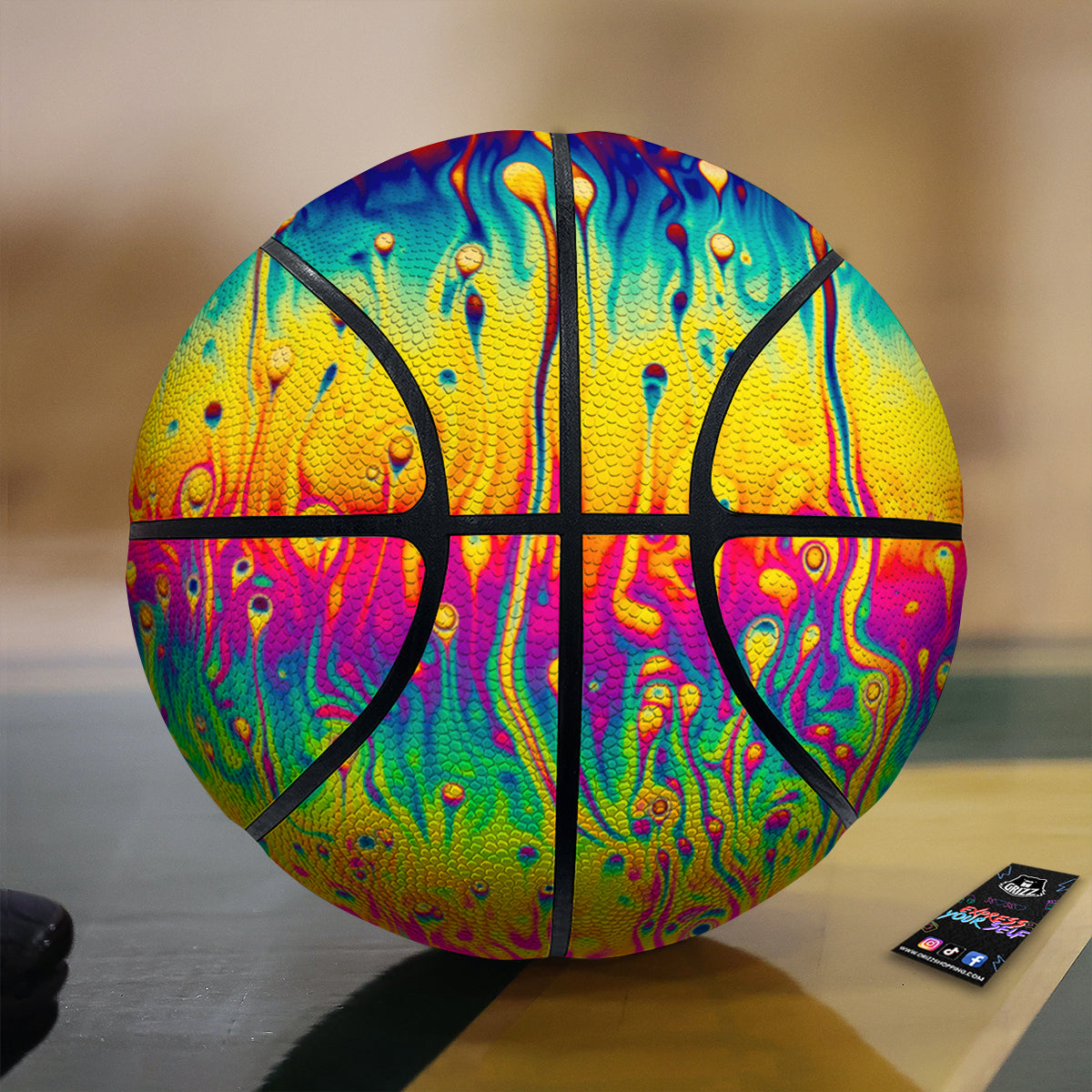 Abstract Psychedelic Rainbow Acid Print Basketball