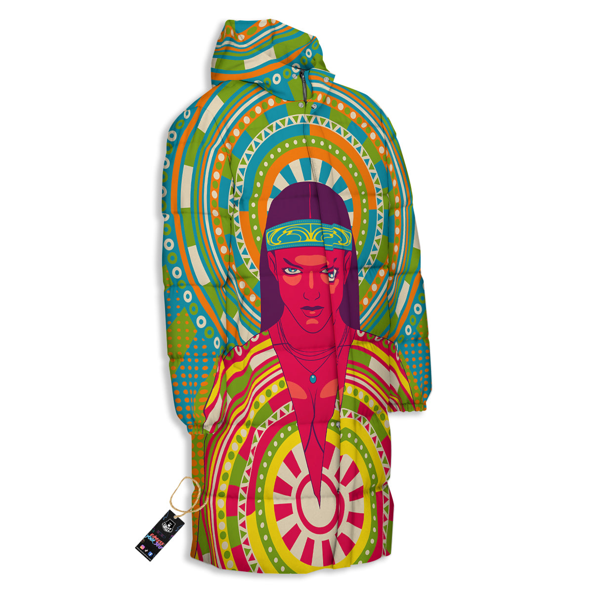 Abstract Psychedelic Women Print Long Down Jacket