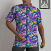 Abstract Purple Graffiti Print Pattern Untucked Shirts-grizzshop