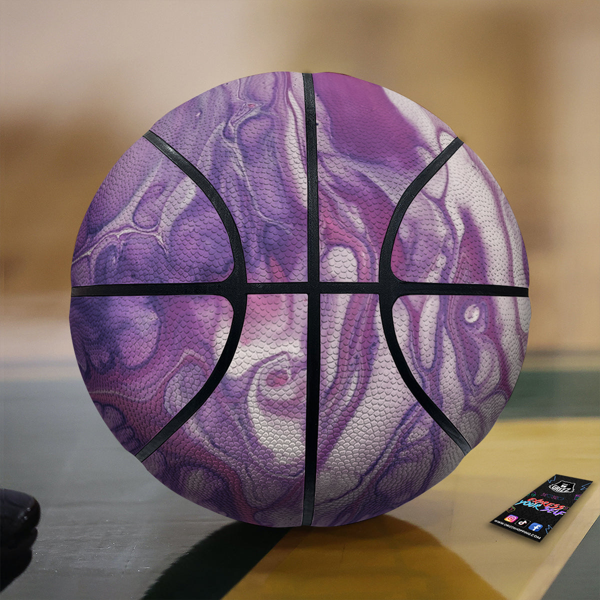 Abstract Purple Liquid Marble Print Basketball
