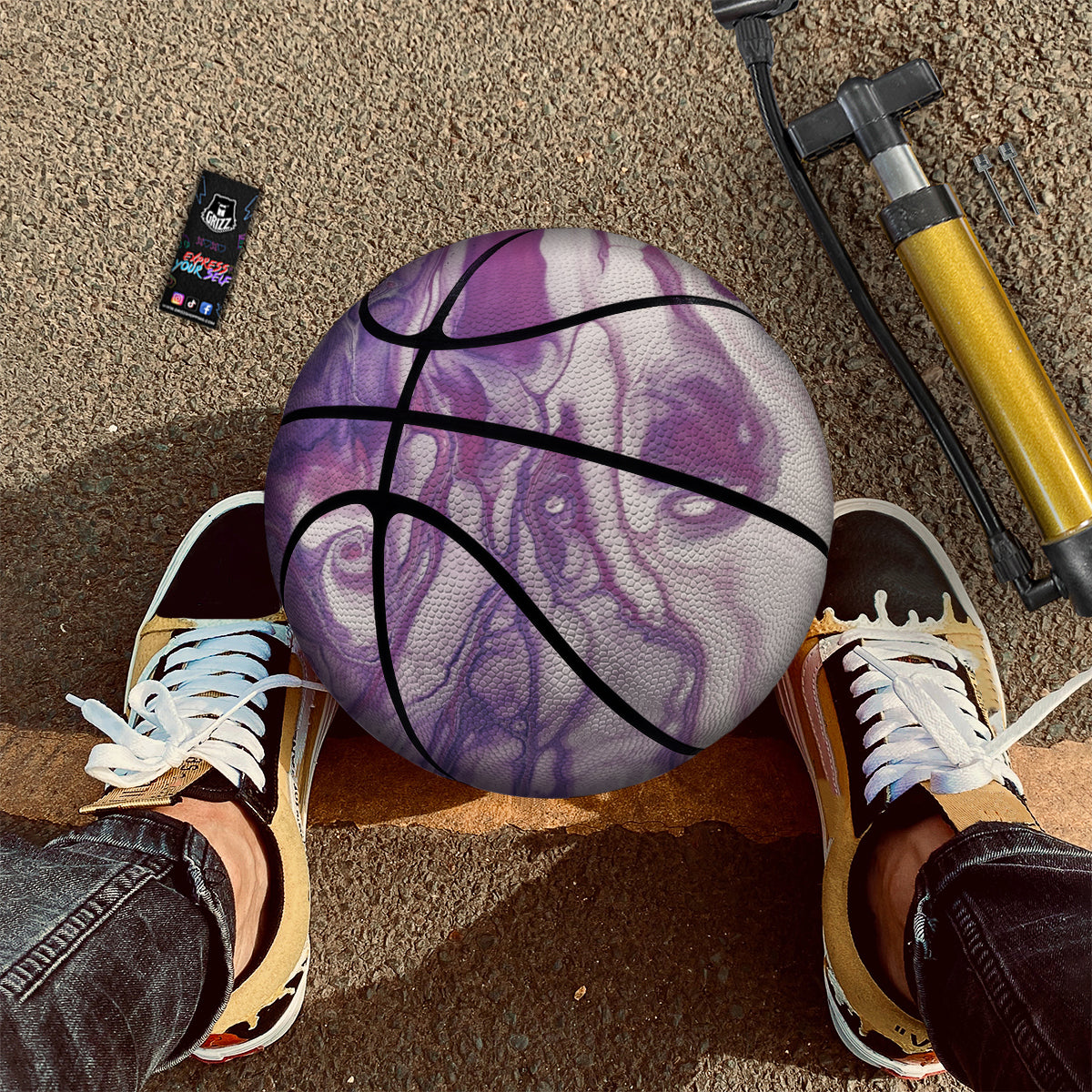 Abstract Purple Liquid Marble Print Basketball