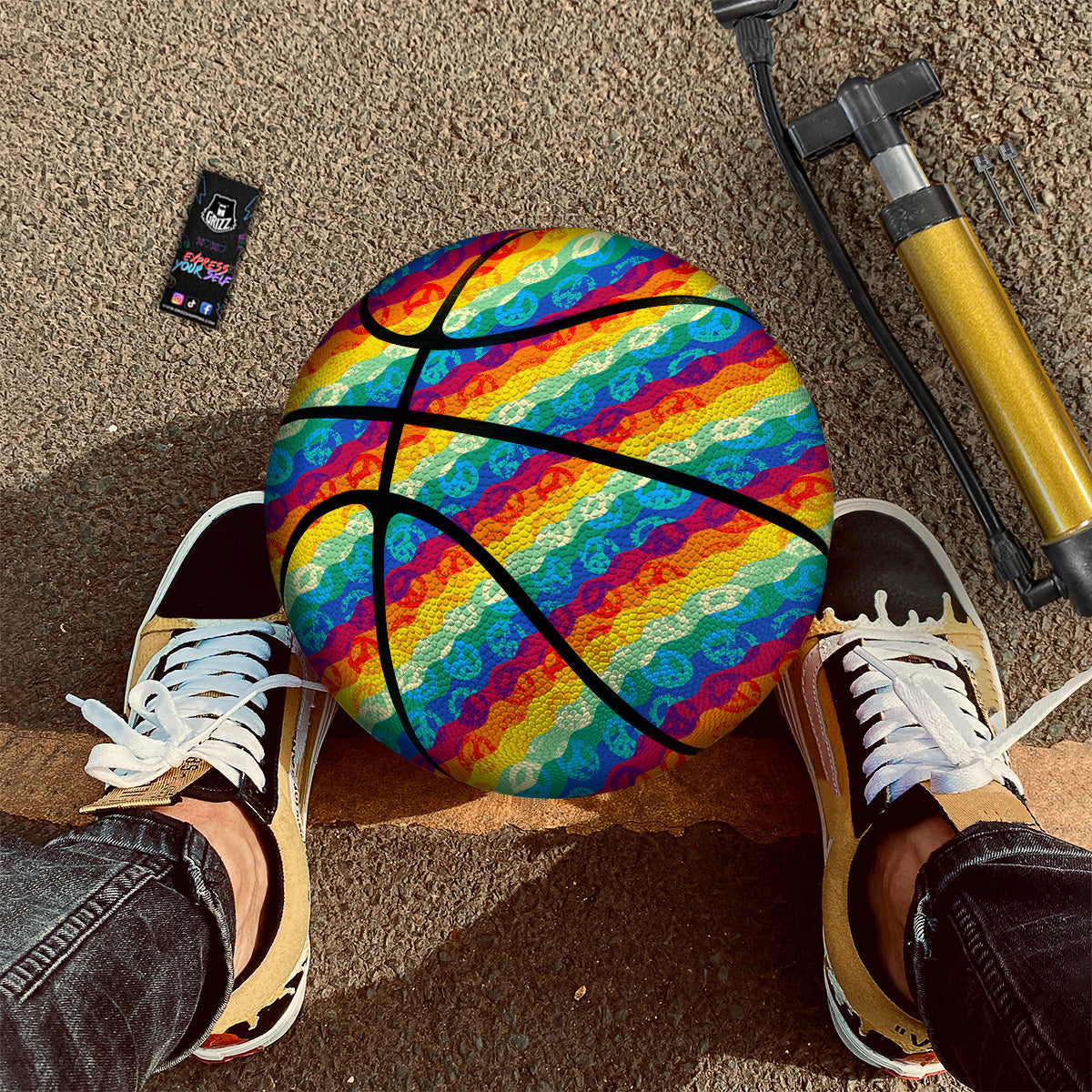 Abstract Rainbow Peace Signs And LGBT Print Pattern Basketball