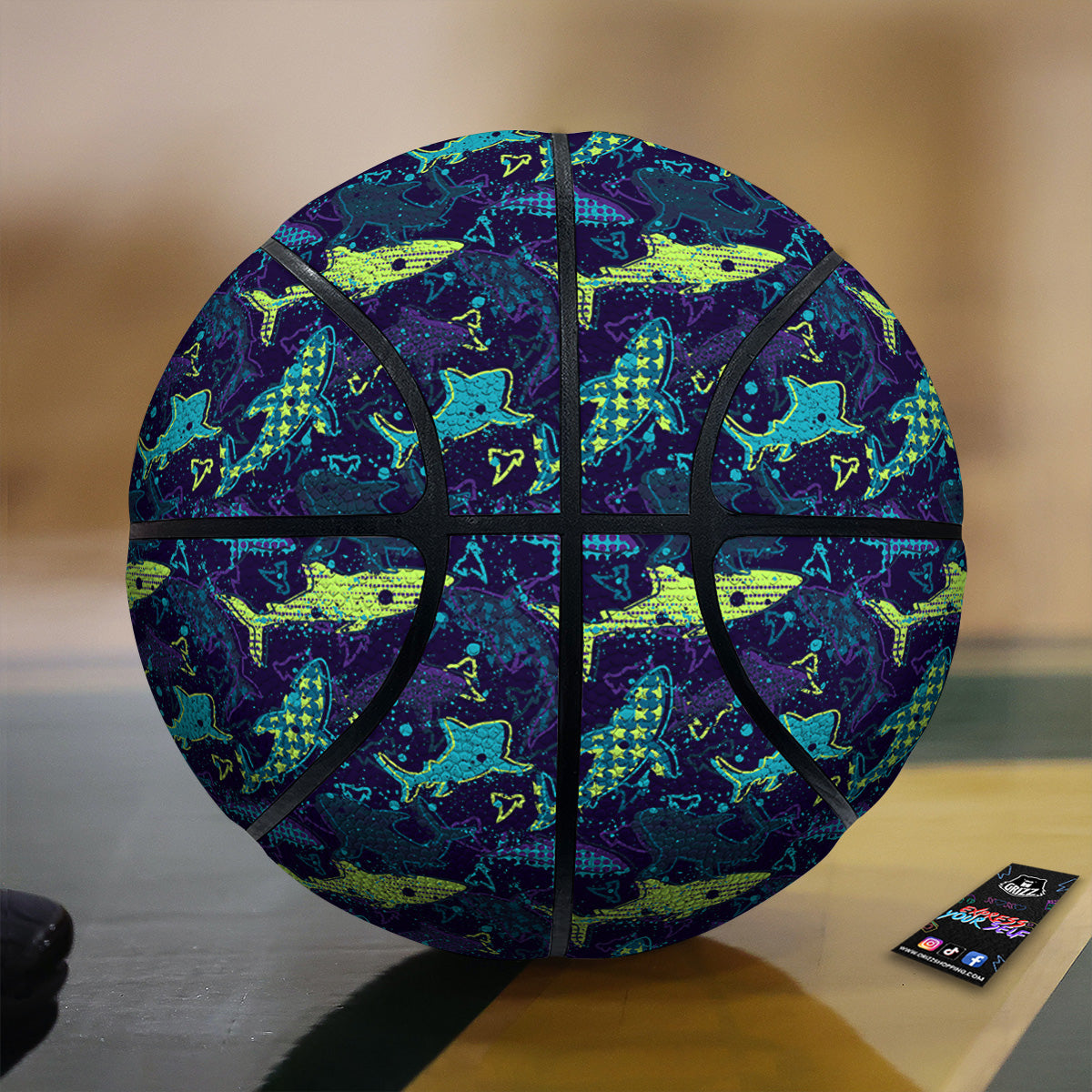 Abstract Shark Print Pattern Basketball