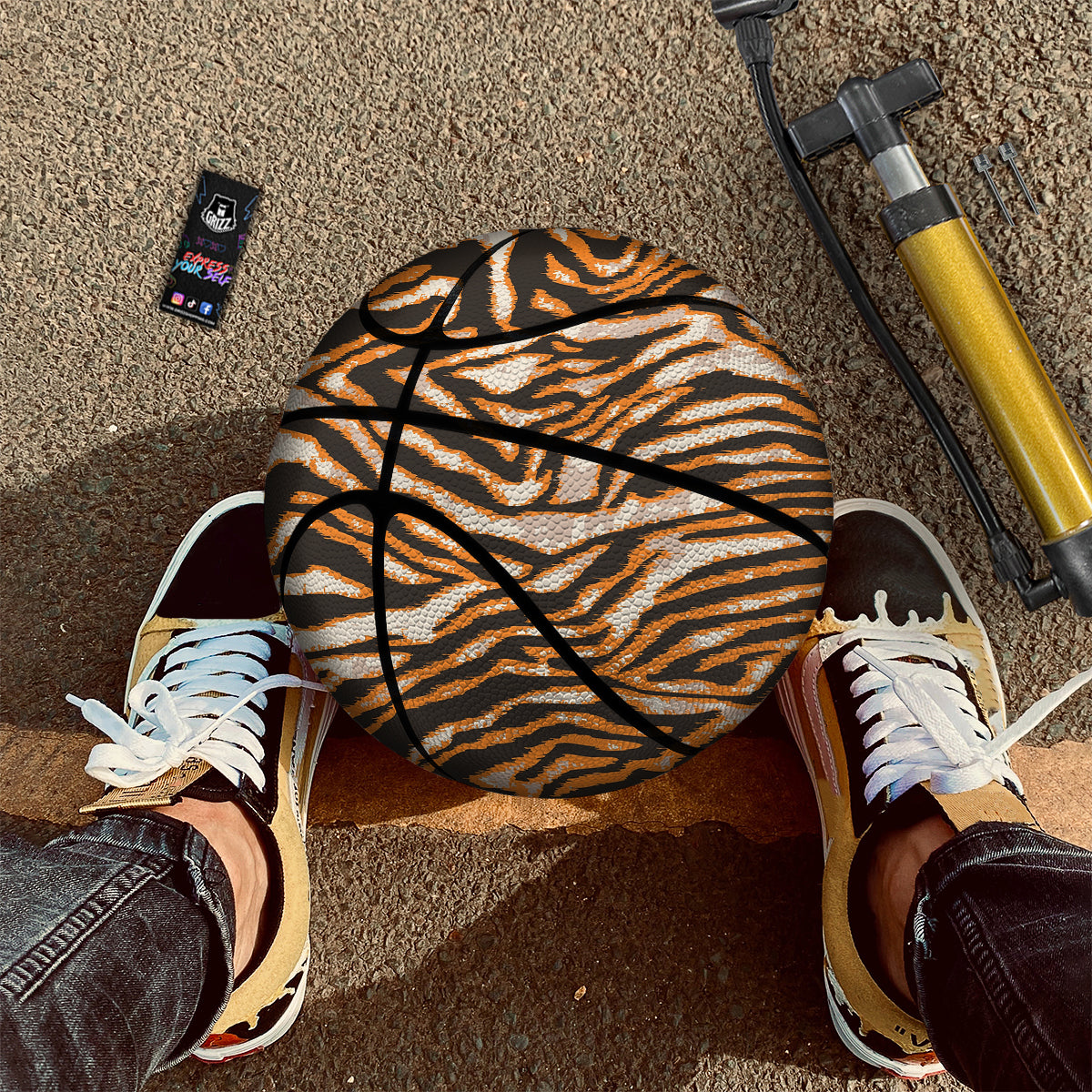 Abstract Tiger Skin Grunge Print Basketball
