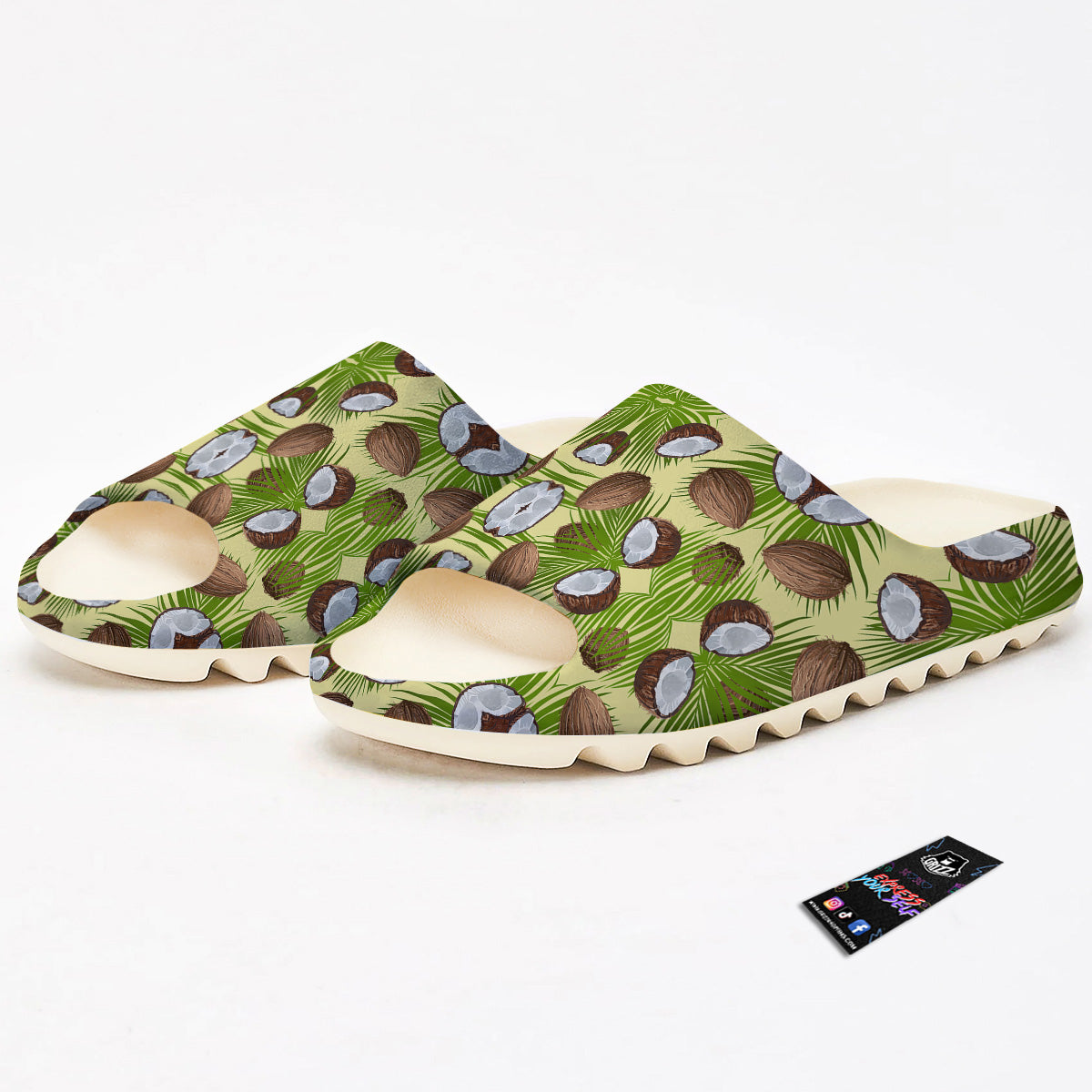 Abstract Tropical Coconut Print Pattern Sandals-grizzshop