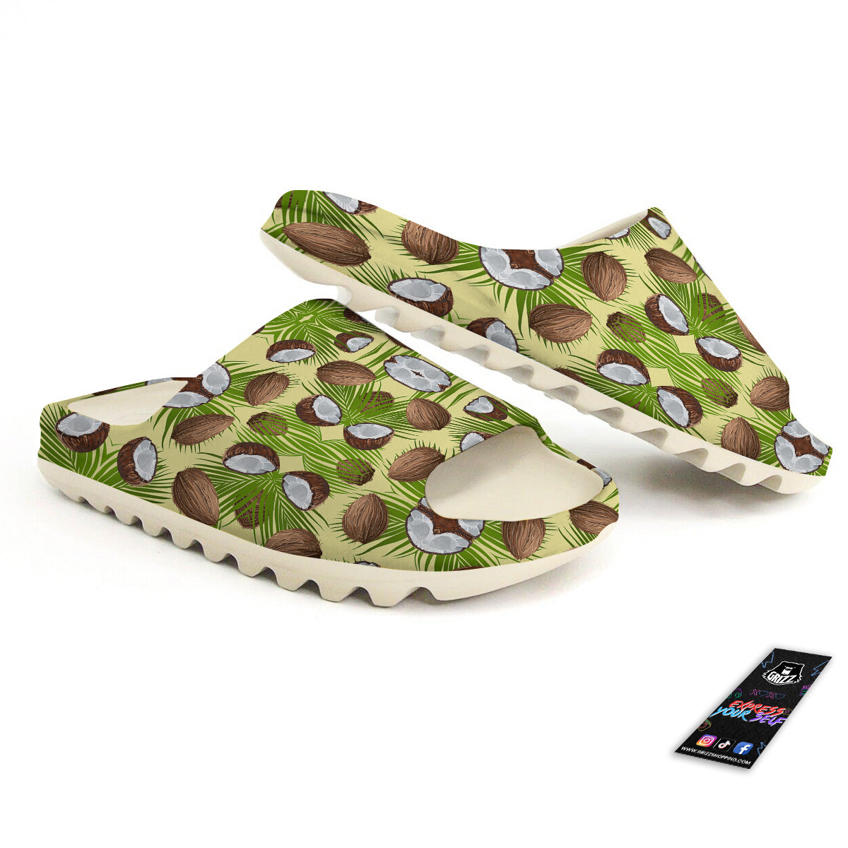 Abstract Tropical Coconut Print Pattern Sandals-grizzshop