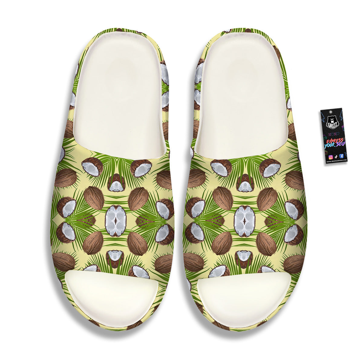 Abstract Tropical Coconut Print Pattern Sandals-grizzshop